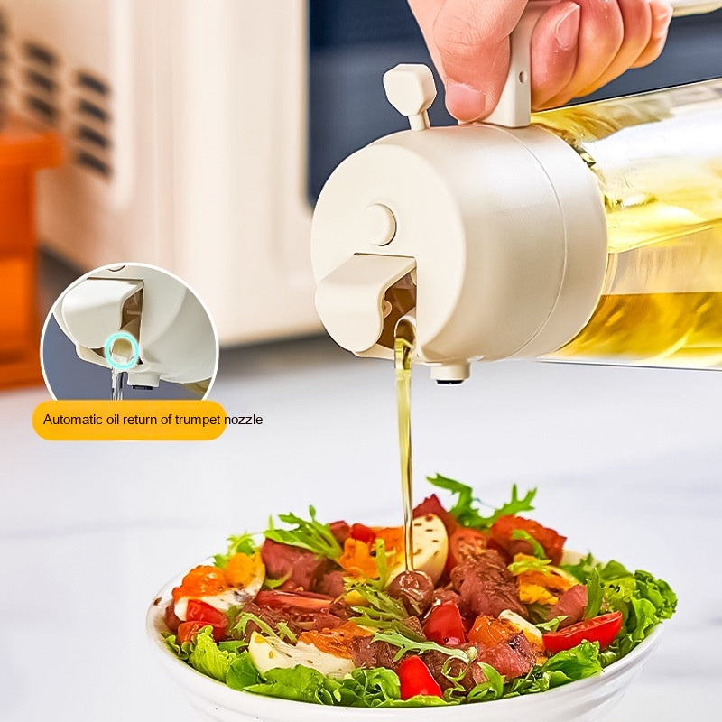 470ML Olive Oil Sprayer Dispenser - 2-in-1 Glass Spray Bottle for Cooking BBQ Air Fryer
