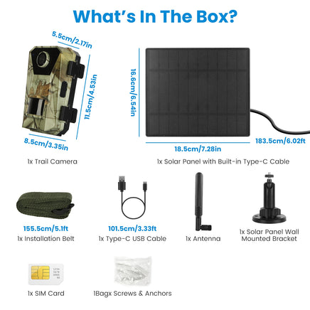 4G Solar Trail Camera - 4K 30FPS Wildlife Camera | No WiFi Needed with SIM Card & App Control