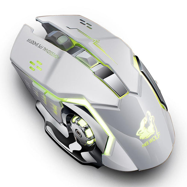 X8 Wireless Gaming Mouse - Rechargeable 2.4GHz RGB 7-Color Breathing Light 1800 DPI
