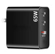 65W GaN Travel Charger - USB-C PD with US Plug Adapter