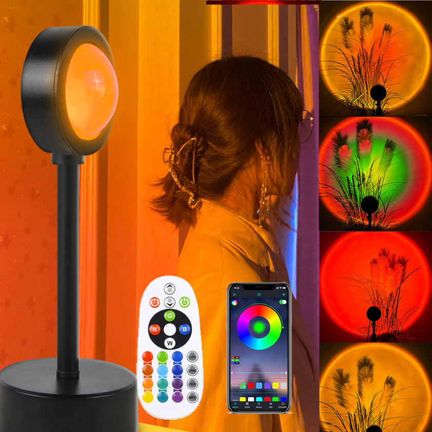 Sunset Projection Lamp - USB LED Night Light | 4 Modes Rainbow Projector for Room Decor & Photography