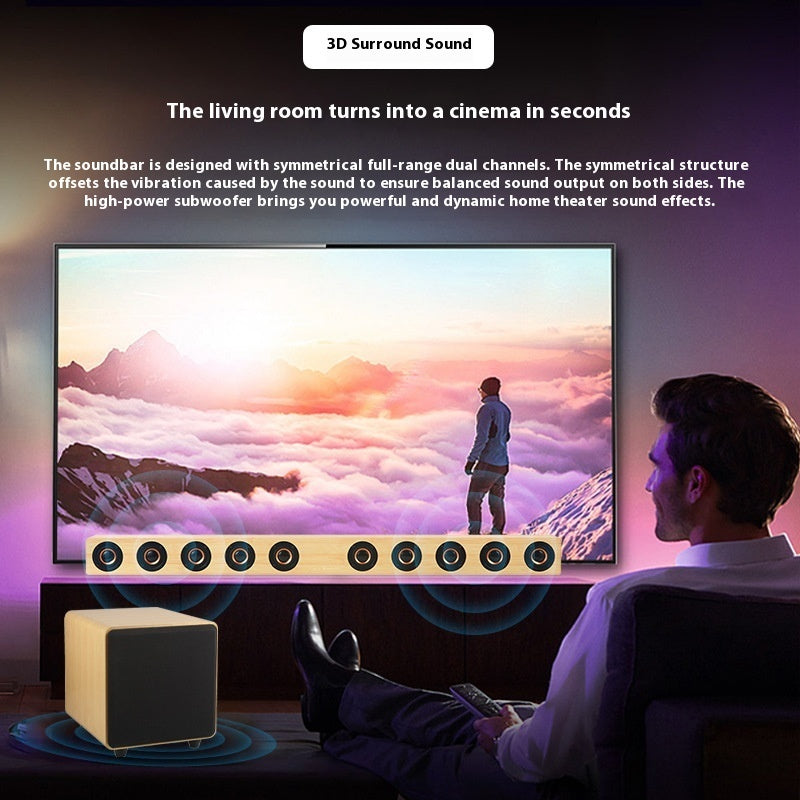 Active Subwoofer - 50W Wall-Mounted 6-Inch Home Theater Bass Speaker