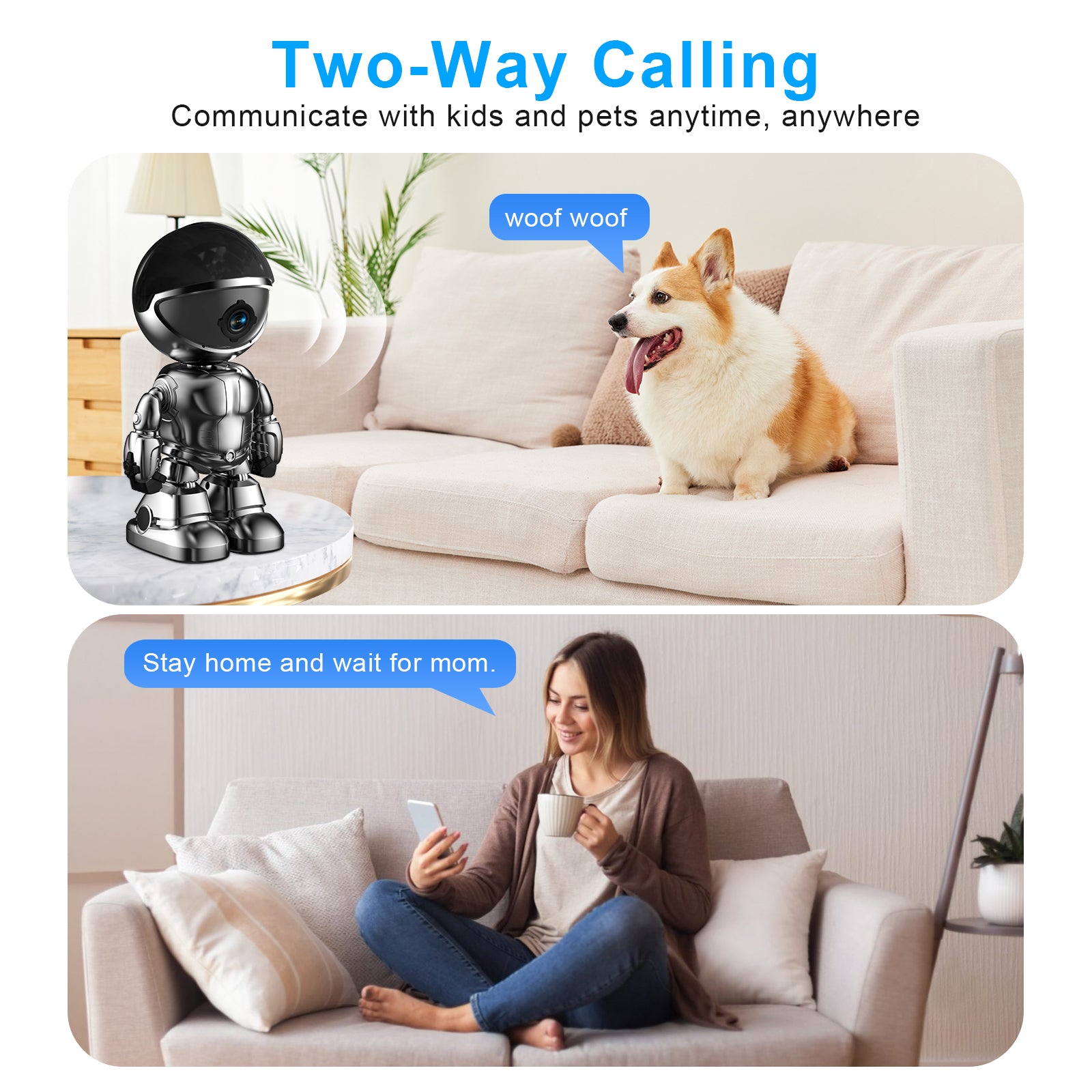 Smart Robot Camera 3MP WiFi - AI Auto-Tracking Security Camera | 350° Pan Baby Monitor