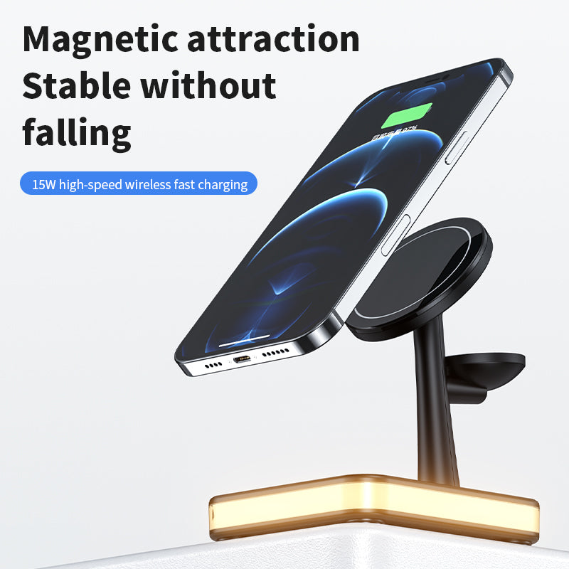 4-in-1 Magnetic Wireless Charger Stand - Fast Charging Dock Station