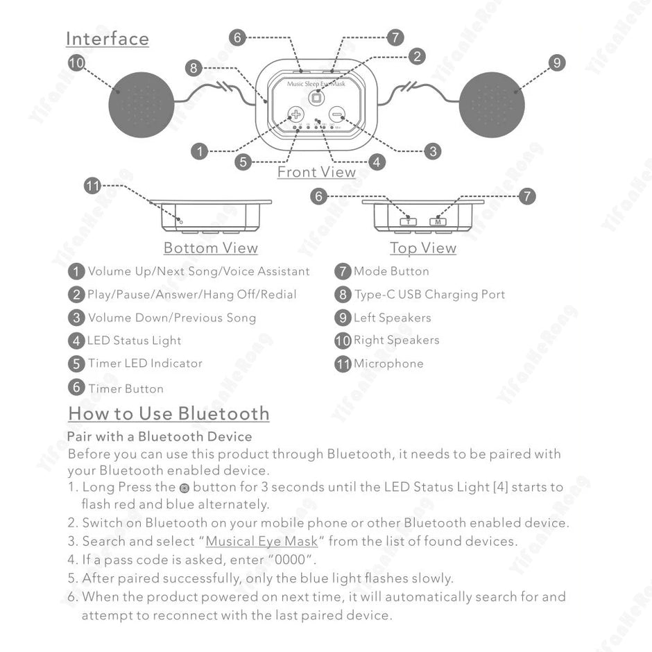 Bluetooth Sleep Mask - 3D Ice Silk with White Noise & Music