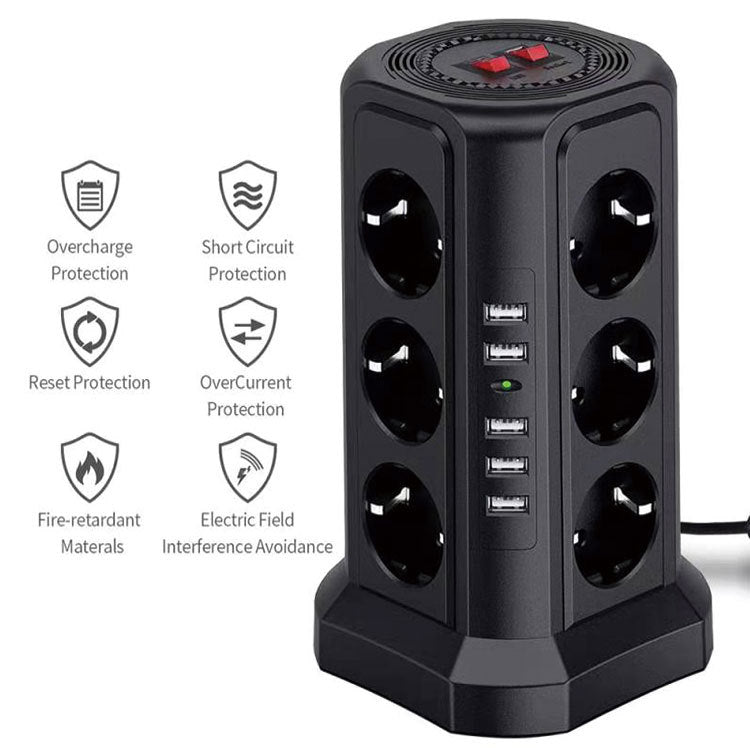 Tower Power Strip with USB - 12-Outlet Surge Protector