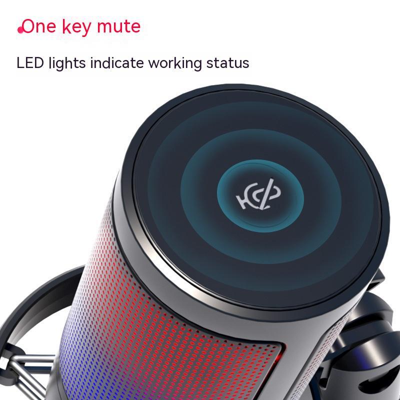 RGB Condenser Microphone - Professional Streaming Mic with Colorful LED Lighting Wired