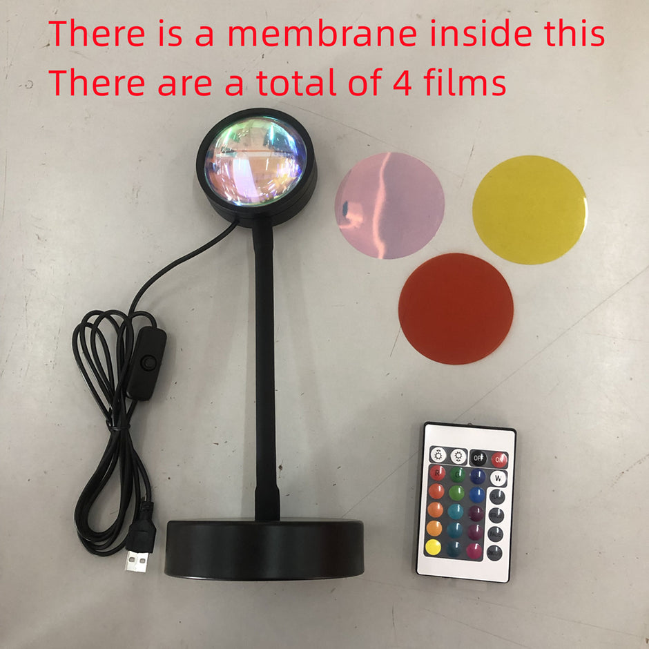 Sunset Projection Lamp - USB LED Night Light | 4 Modes Rainbow Projector for Room Decor & Photography