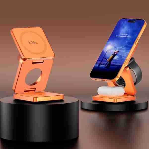 3-in-1 Foldable Wireless Charging Stand - Magnetic Desktop Charger