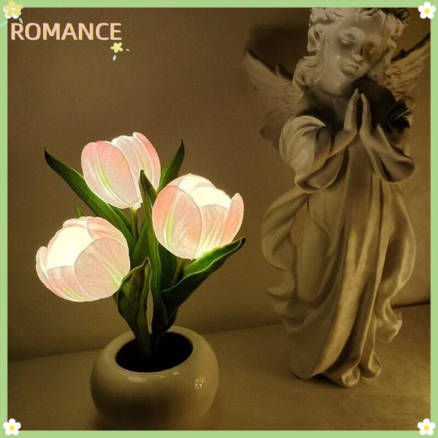 Tulip Lamp - LED Flower Table Lamp with Dimmable Touch Control | USB Rechargeable Night Light
