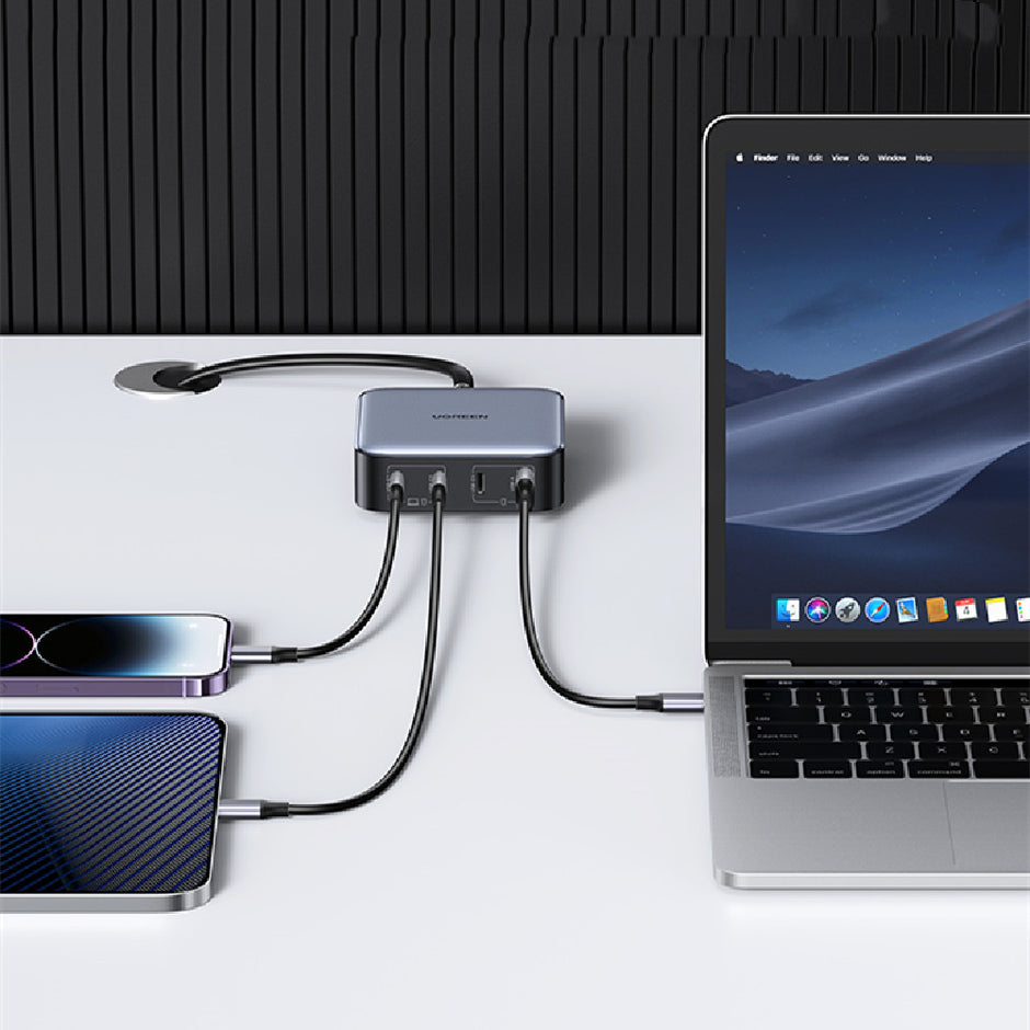 100W GaN Desktop Charging Station - 4-Port Fast Charger with Cable
