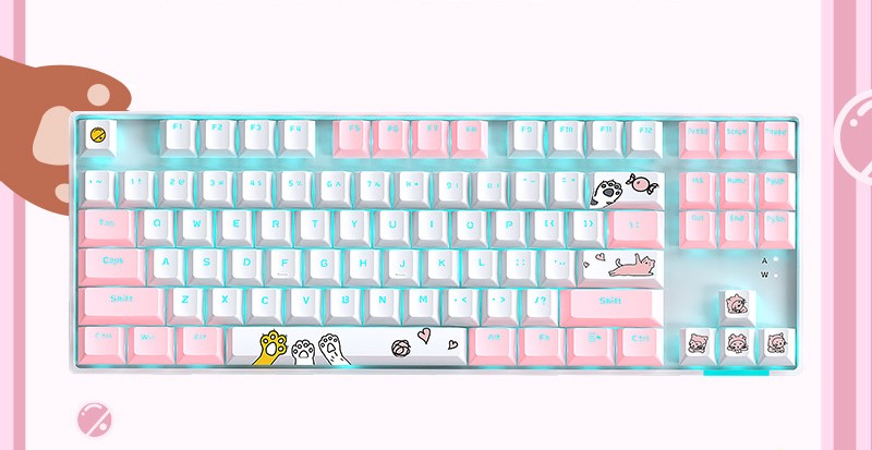 87-Key RGB Mechanical Gaming Keyboard - Green Switch TKL with Metal Panel