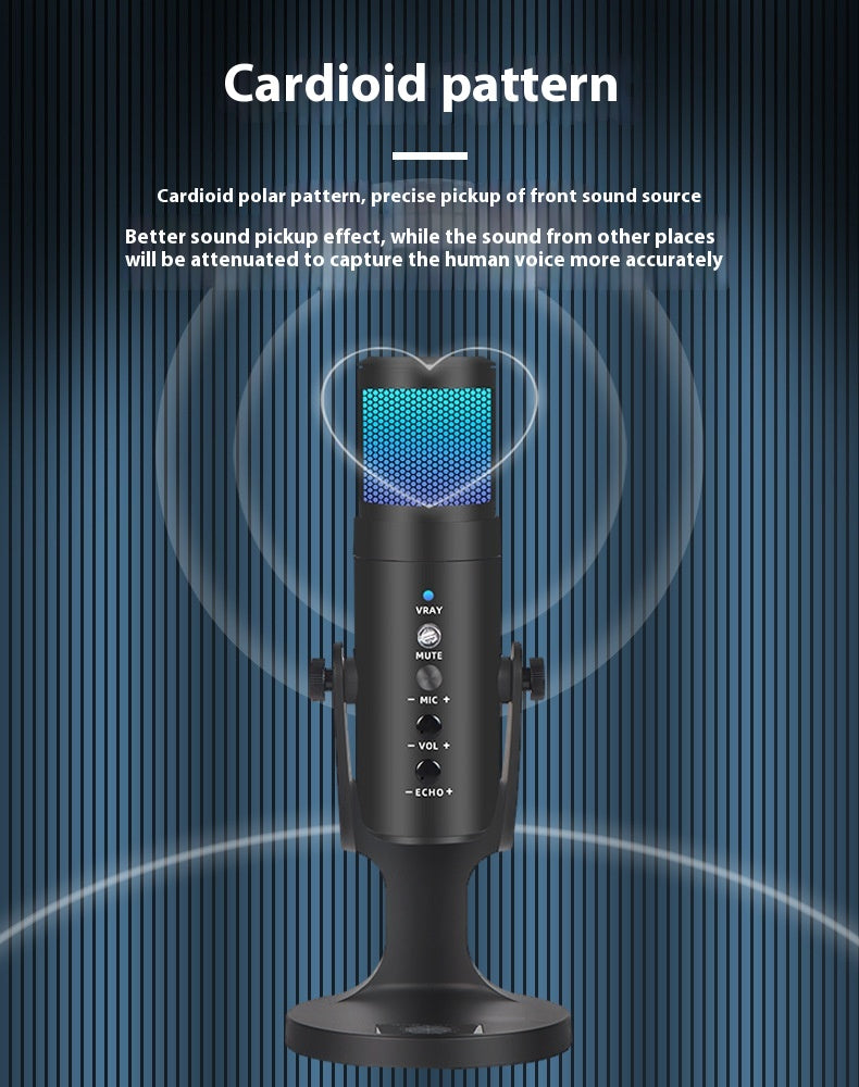 RGB USB Condenser Microphone - Gaming & Streaming Mic with LED