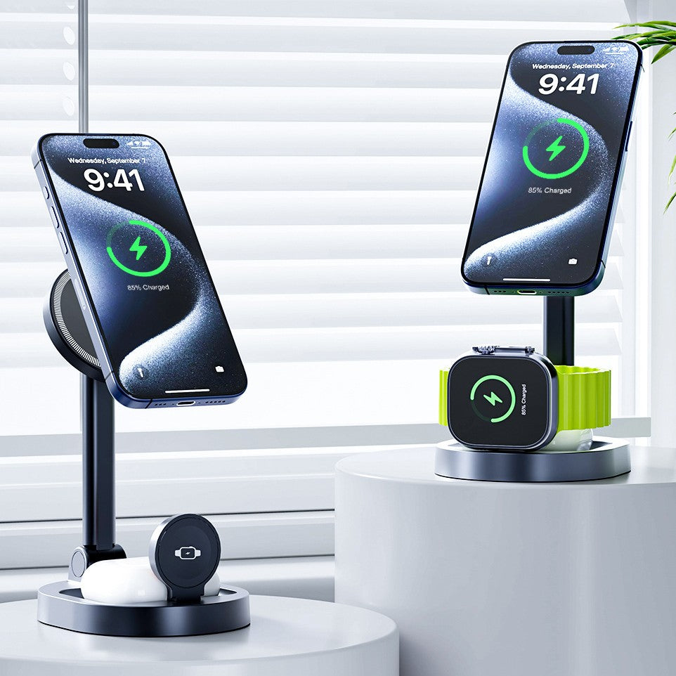 Magnetic 3-in-1 Wireless Charging Stand - iPhone, AirPods & Watch