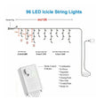 Curtain Icicle Lights - 96 LED Fairy String Lights with Remote | 8 Modes Waterproof for Christmas & Weddings