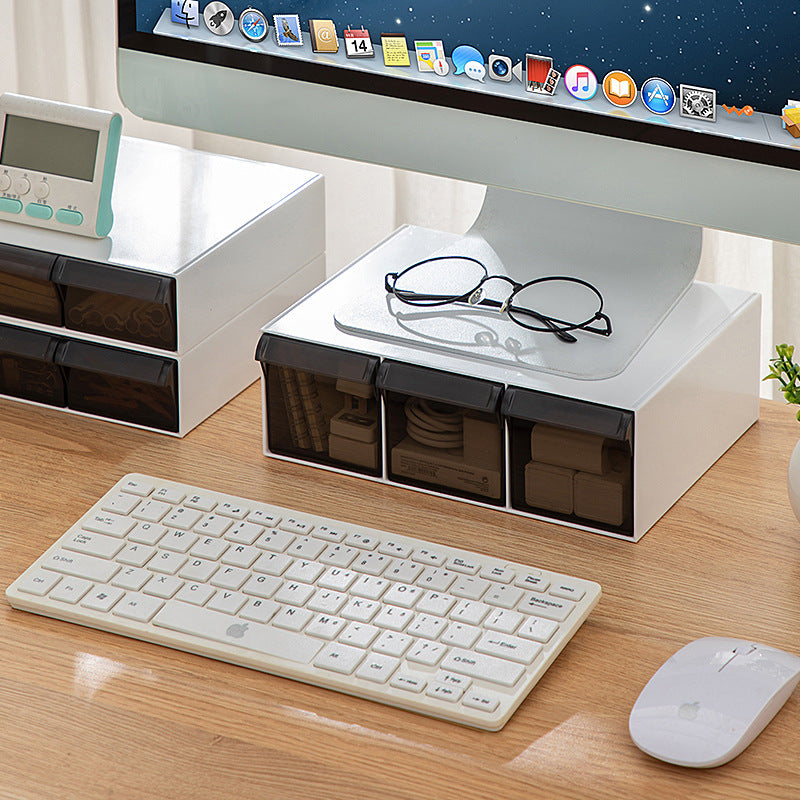 Desktop Monitor Riser with Drawers - Multi-Tier Storage Organizer