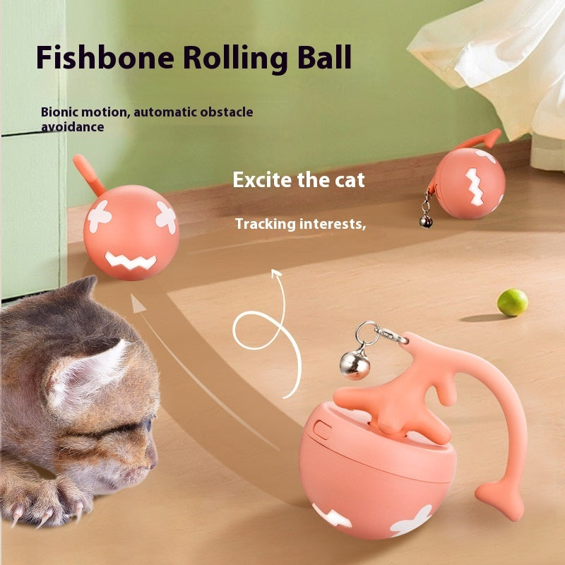 Smart Interactive Cat Toy Ball - USB Rechargeable Self-Rolling Automatic Pet Toy with Obstacle Avoidance