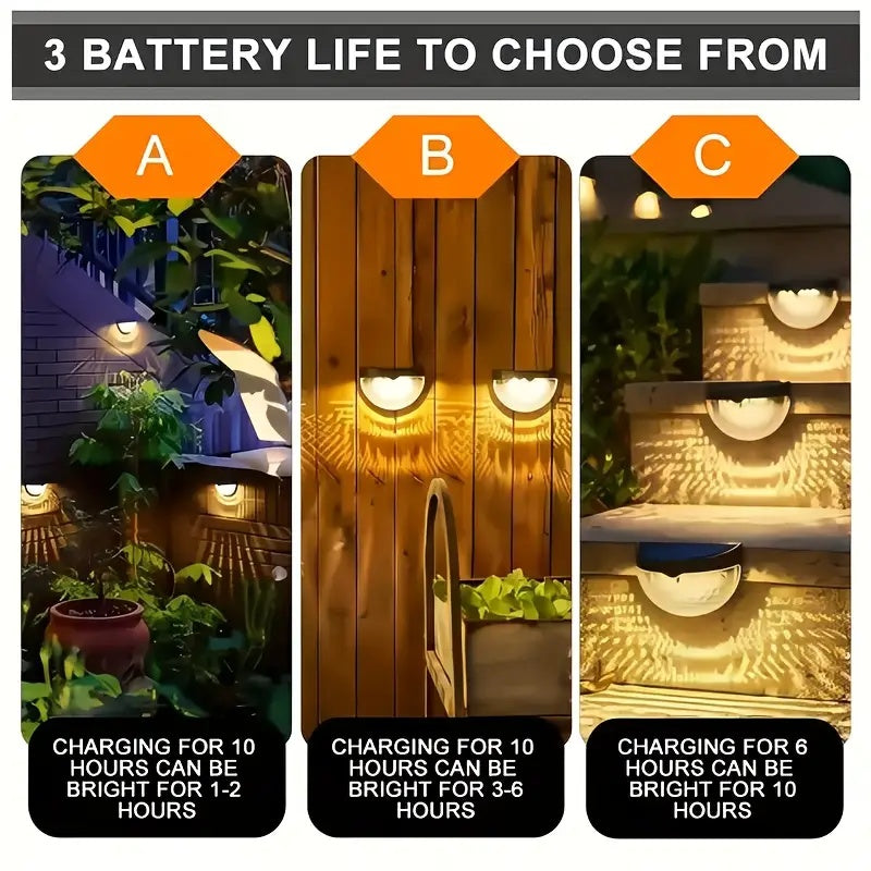 Solar Fence Lights 6-Pack - Waterproof LED Deck Step Lights | IP65 Outdoor Post Wall Lighting