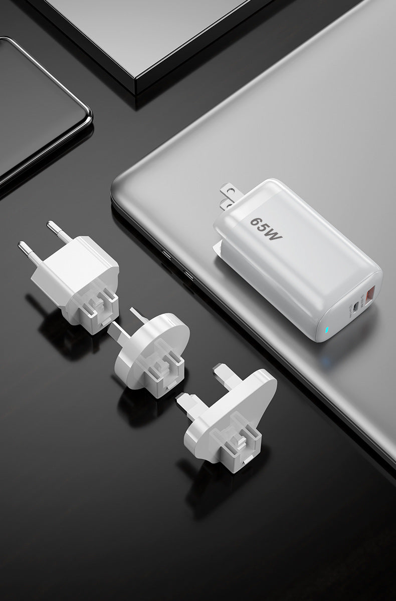 65W GaN Interchangeable Head Fast Charger - QC3.0 Travel Adapter