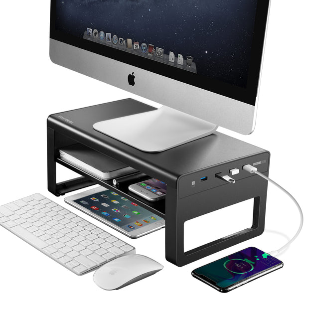 Monitor Stand with USB Hub - Multifunctional Desk Organizer Riser