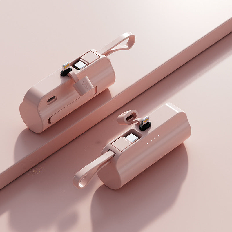 Capsule Power Bank with Built-in Cable - Portable Charger 2000-10000mAh