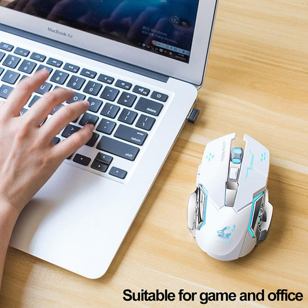 X8 Wireless Gaming Mouse - Rechargeable 2.4GHz RGB 7-Color Breathing Light 1800 DPI