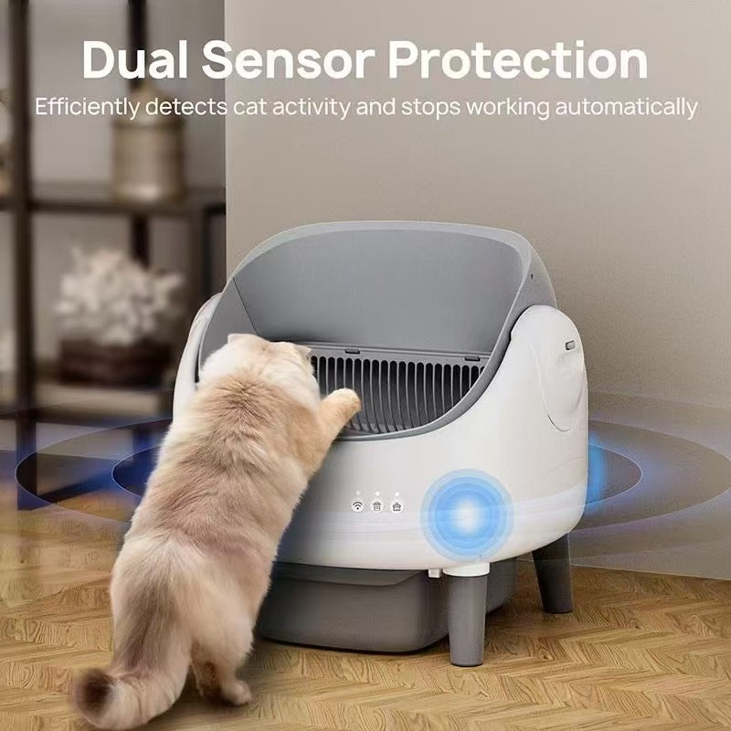 Smart Automatic Cat Litter Box - Semi-Enclosed Self-Cleaning Drawer Design Intelligent Litter Box