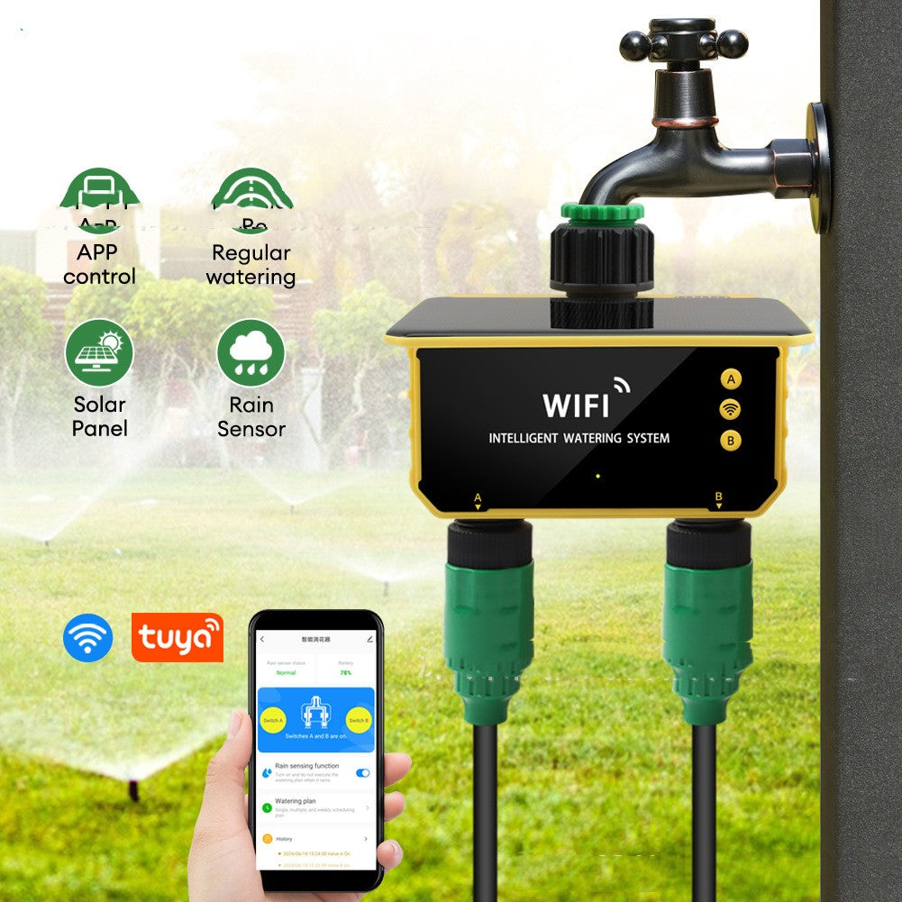 Solar WiFi Smart Water Valve Controller - Automatic Irrigation Timer for Garden & Lawn | Drip System