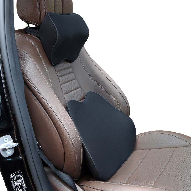 Car Headrest & Lumbar Support Set - Memory Foam Ergonomic Cushion