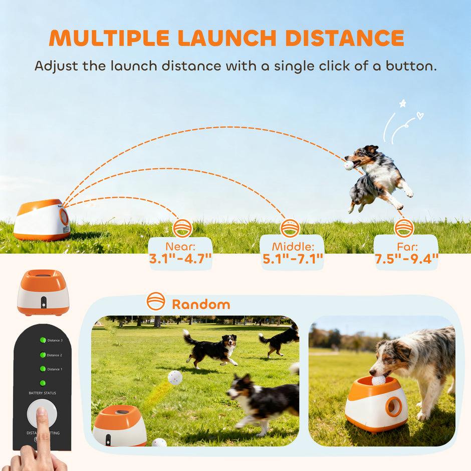 Automatic Dog Ball Launcher - Rechargeable Fetch Machine with Remote Control for Medium to Large Dogs