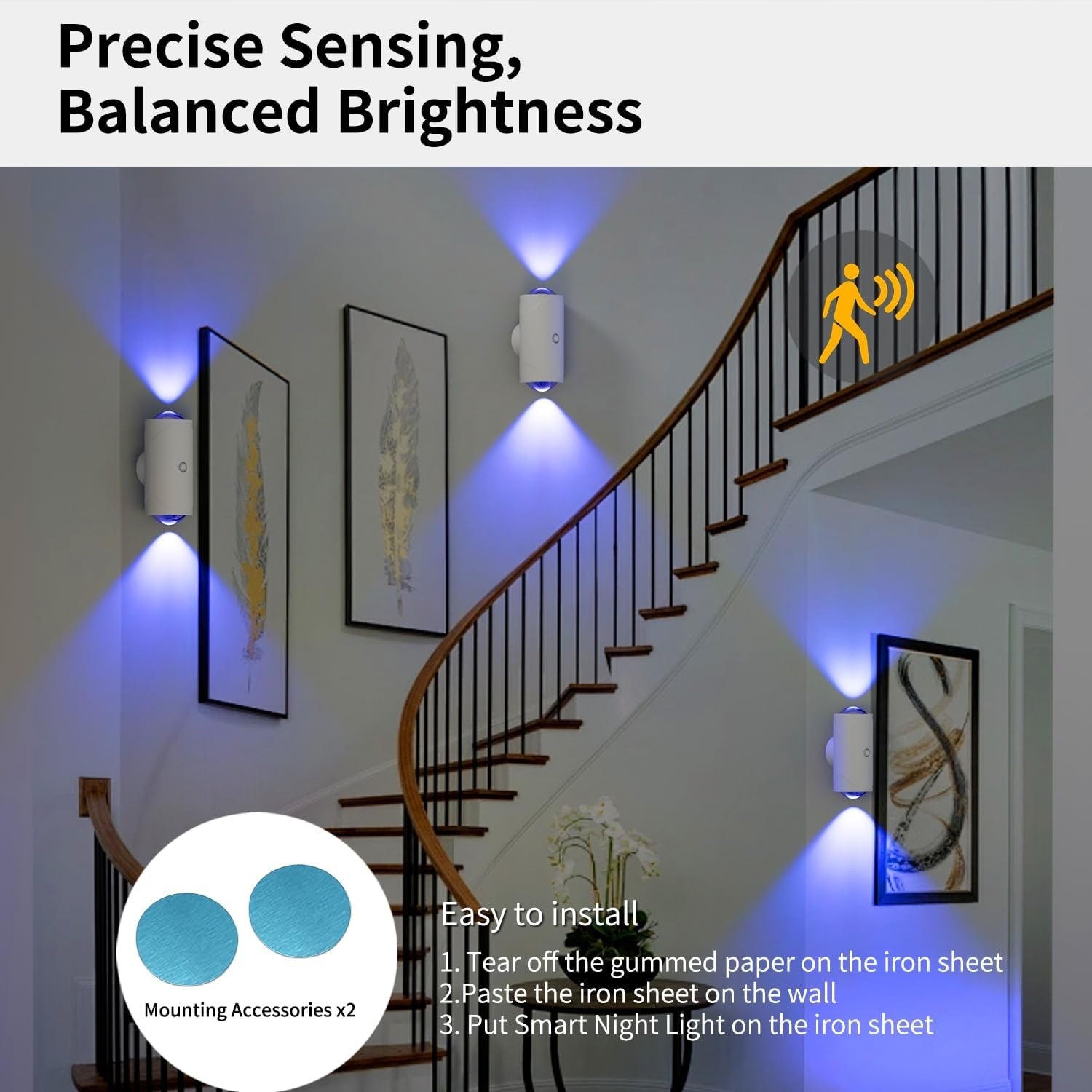Motion Sensor Night Lights 4-Pack - Rechargeable LED with 7 Colors | Magnetic Cabinet & Wall Lights