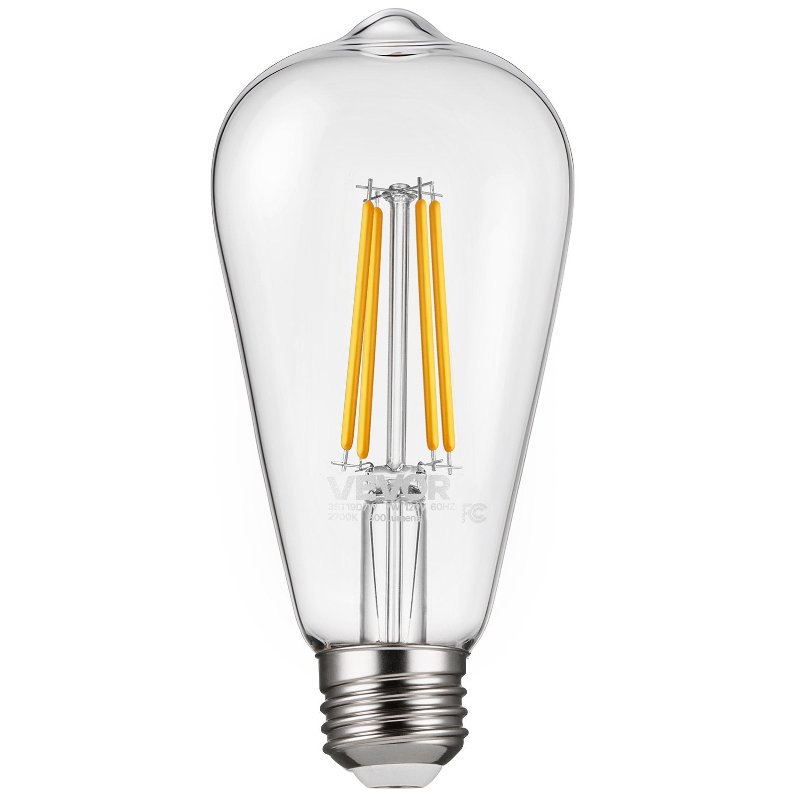 Edison LED Bulbs 6-Pack - Dimmable ST19 7W 800 Lumens | 2700K Warm White Vintage E26 Antique Bulbs