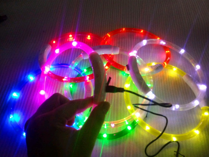USB Rechargeable LED Dog Collar - Light Up Safety Collar with 3 Flash Modes for Night Walking