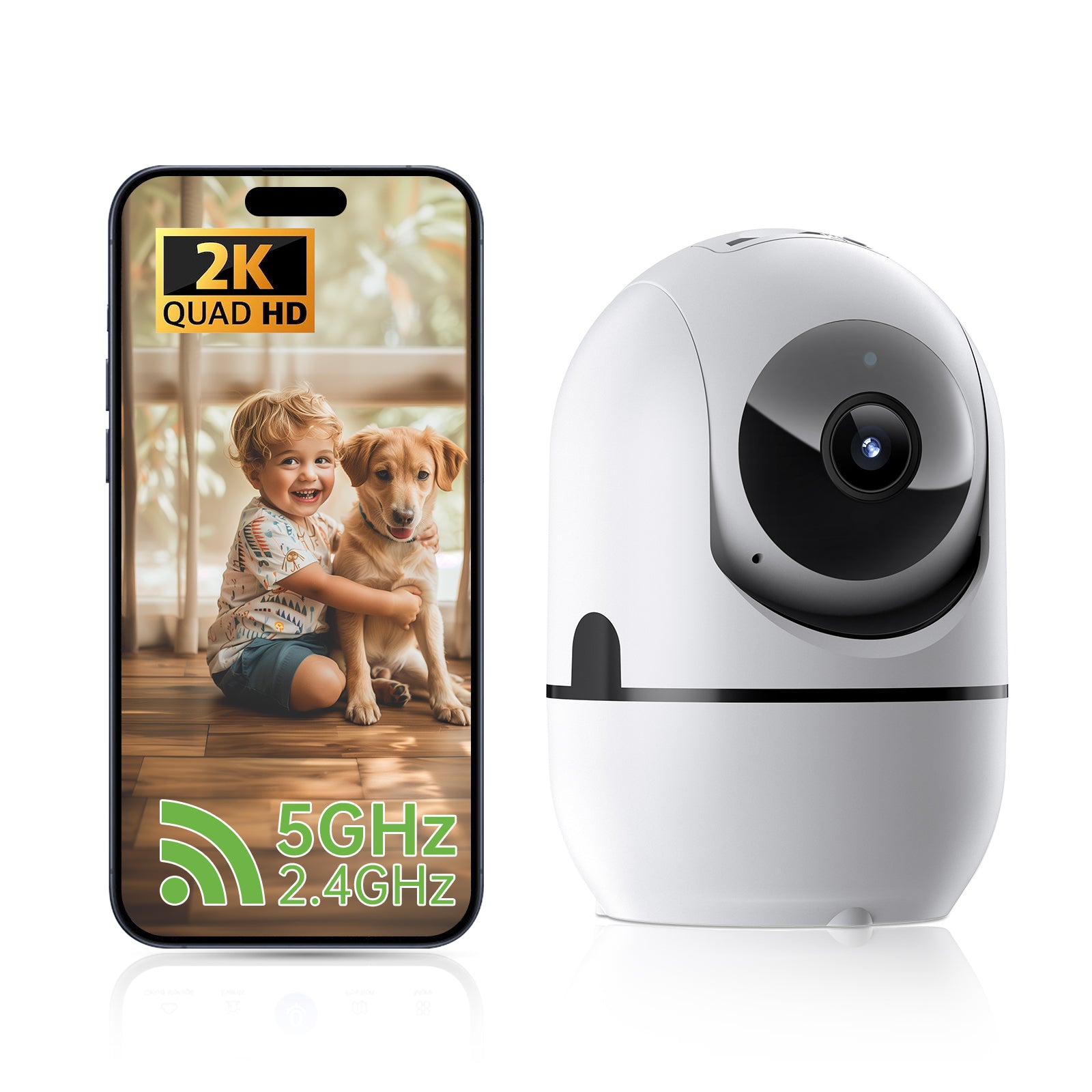 2-Way Video Call Camera - AI PTZ WiFi Security Camera | 350° Pan Night Vision Indoor