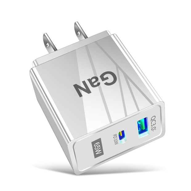 65W GaN Dual-Port Fast Charger - PD 33W + QC 33W Wall Adapter