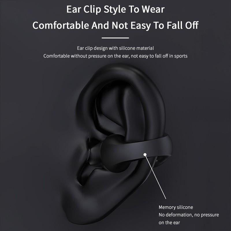 Ear Clip Bone Conduction Headphones - Bluetooth 5.2 Open-Ear Wireless