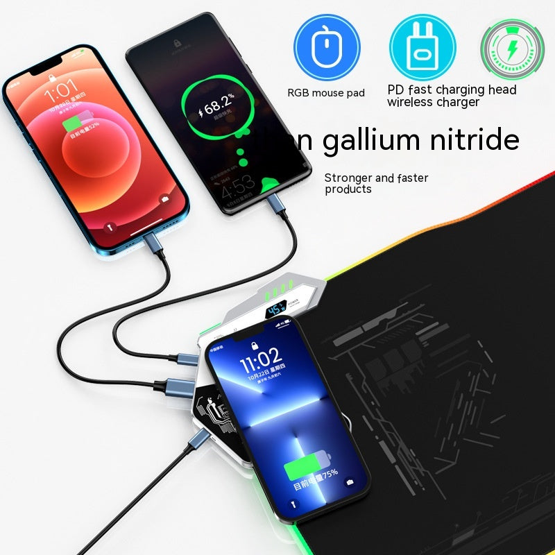 RGB Gaming Mouse Pad - Wireless Charging with USB Hub & LED Lights