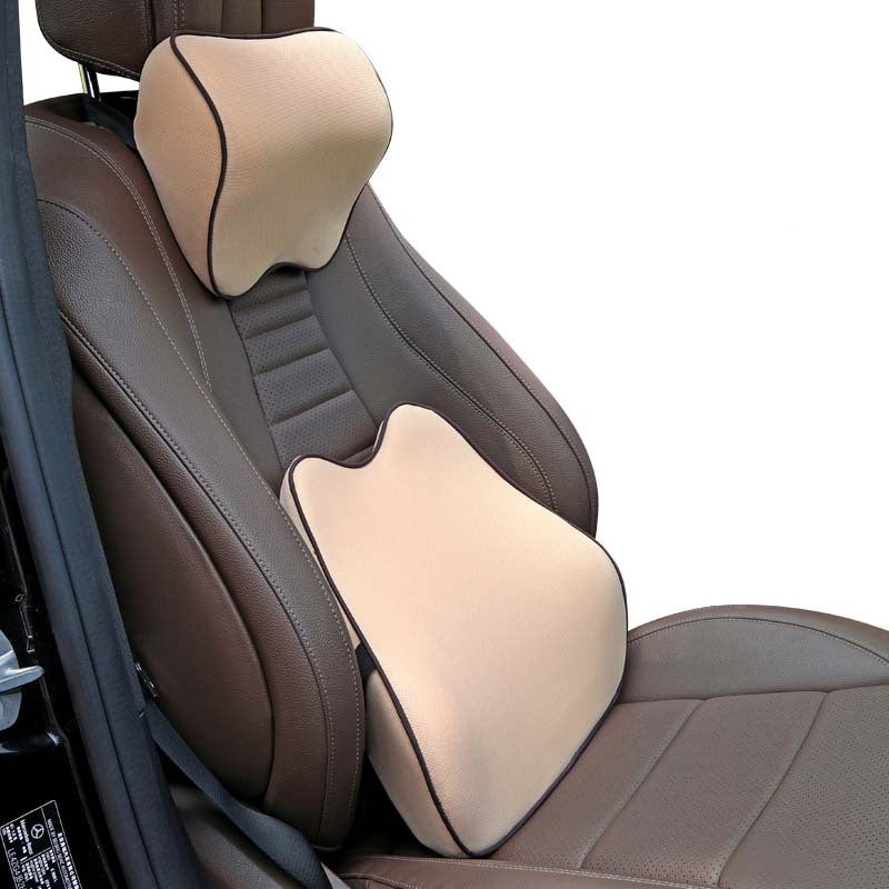 Car Headrest & Lumbar Support Set - Memory Foam Ergonomic Cushion