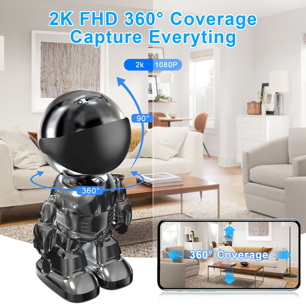 Smart Robot Camera 3MP WiFi - AI Auto-Tracking Security Camera | 350° Pan Baby Monitor