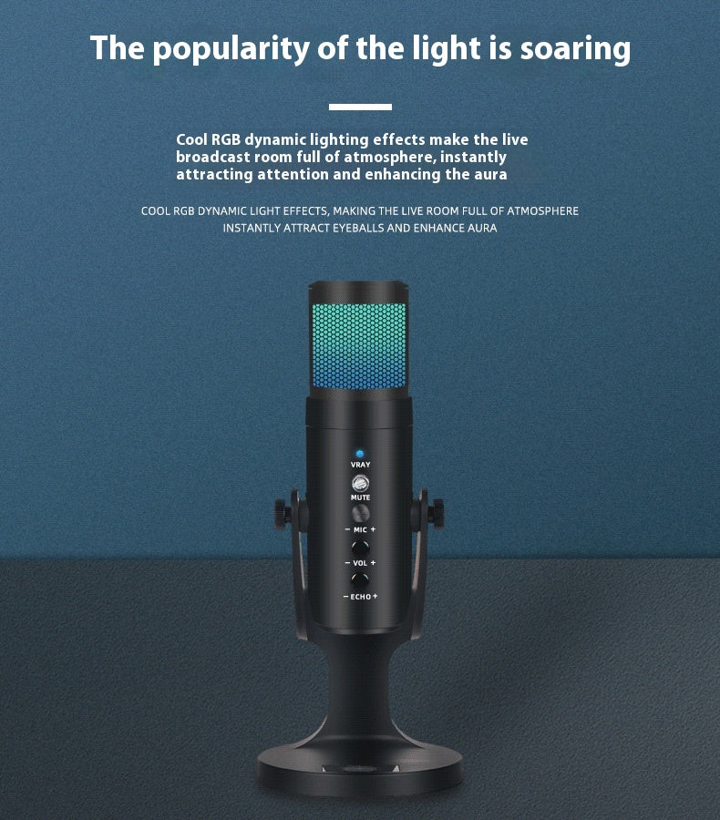 RGB USB Condenser Microphone - Gaming & Streaming Mic with LED
