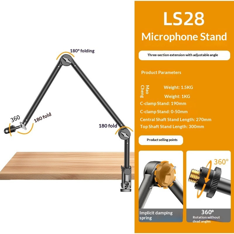 Professional Microphone Boom Arm Stand - Adjustable Swivel Mount