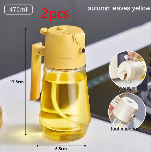 470ML Olive Oil Sprayer Dispenser - 2-in-1 Glass Spray Bottle for Cooking BBQ Air Fryer
