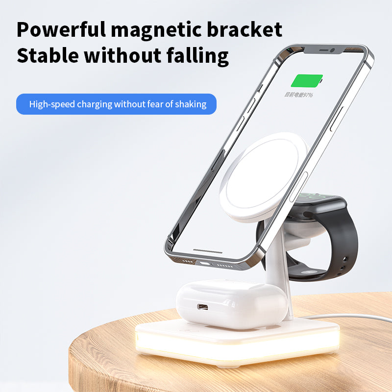4-in-1 Magnetic Wireless Charger Stand - Fast Charging Dock Station
