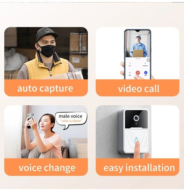 Wireless WiFi Smart Doorbell - Video Camera Intercom | 166° Wide Angle with Night Vision & Chime