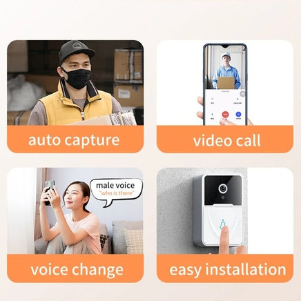 Wireless WiFi Smart Doorbell - Video Camera Intercom | 166° Wide Angle with Night Vision & Chime