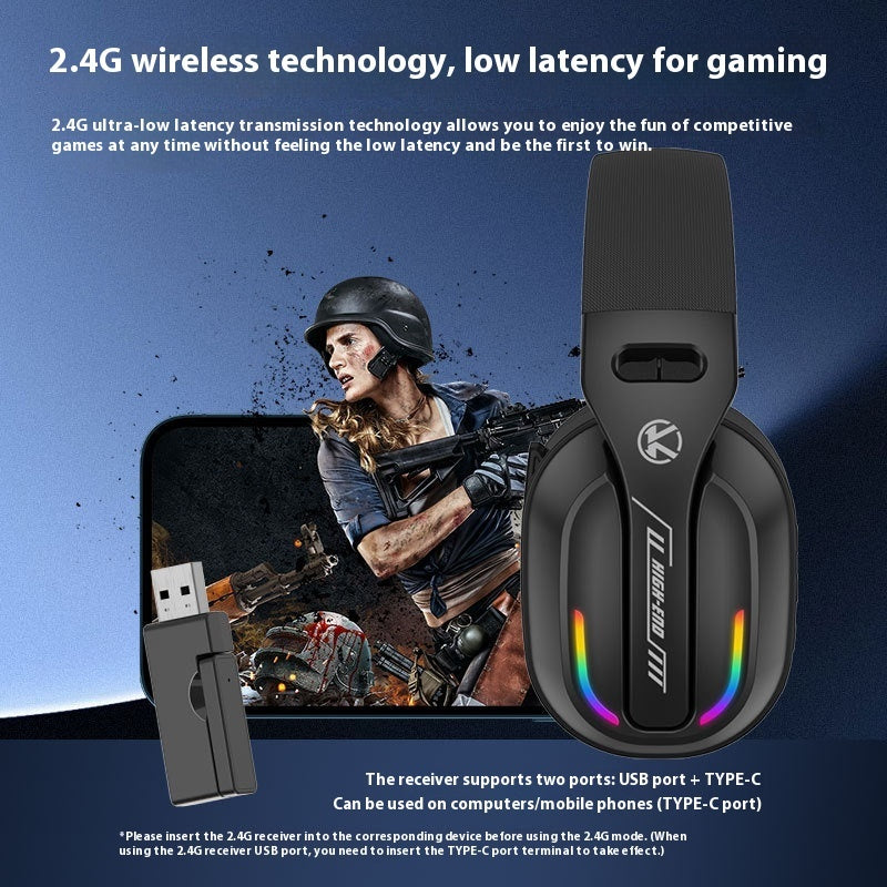 ANC Wireless Gaming Headset - 2.4G Low Latency Bluetooth Triple Mode Over-Ear Headphones