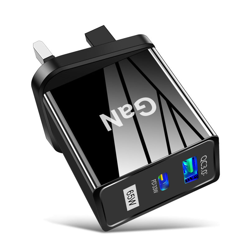 65W GaN Dual-Port Fast Charger - PD 33W + QC 33W Wall Adapter