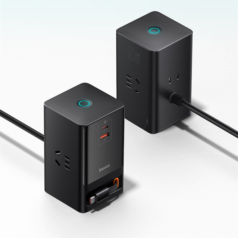 GaN 65W Fast Charging Power Strip - USB-C PD Charger for Multi-Device