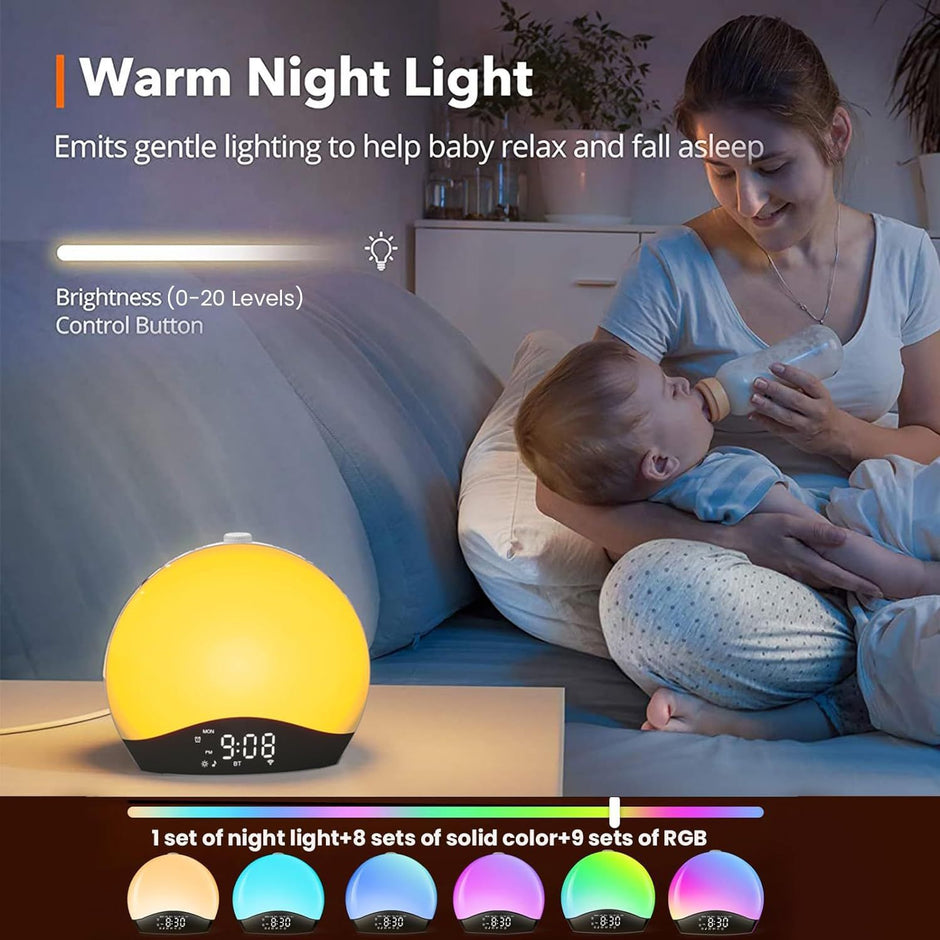Smart Sunrise Alarm Clock - Bluetooth Wake Up Light with Colors