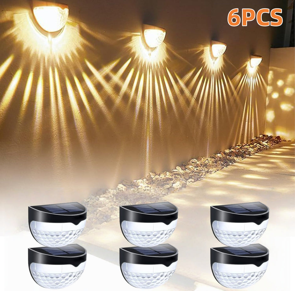 Solar Fence Lights 6-Pack - Waterproof LED Deck Step Lights | IP65 Outdoor Post Wall Lighting
